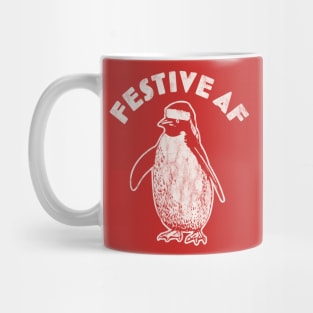 Festive AF Penguin - Funny Christmas Retro Vintage Xmas Mug